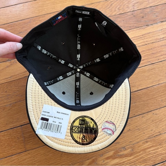 NY Yankees New Era 59 Fifty Faux Leather Black Gold American League Fitted Hat 8 - Picture 8 of 13